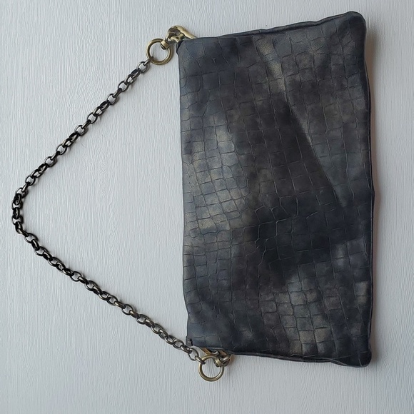 Per Se Black Bronze Leather Envelope Over the Shoulder Purse - Picture 6 of 7